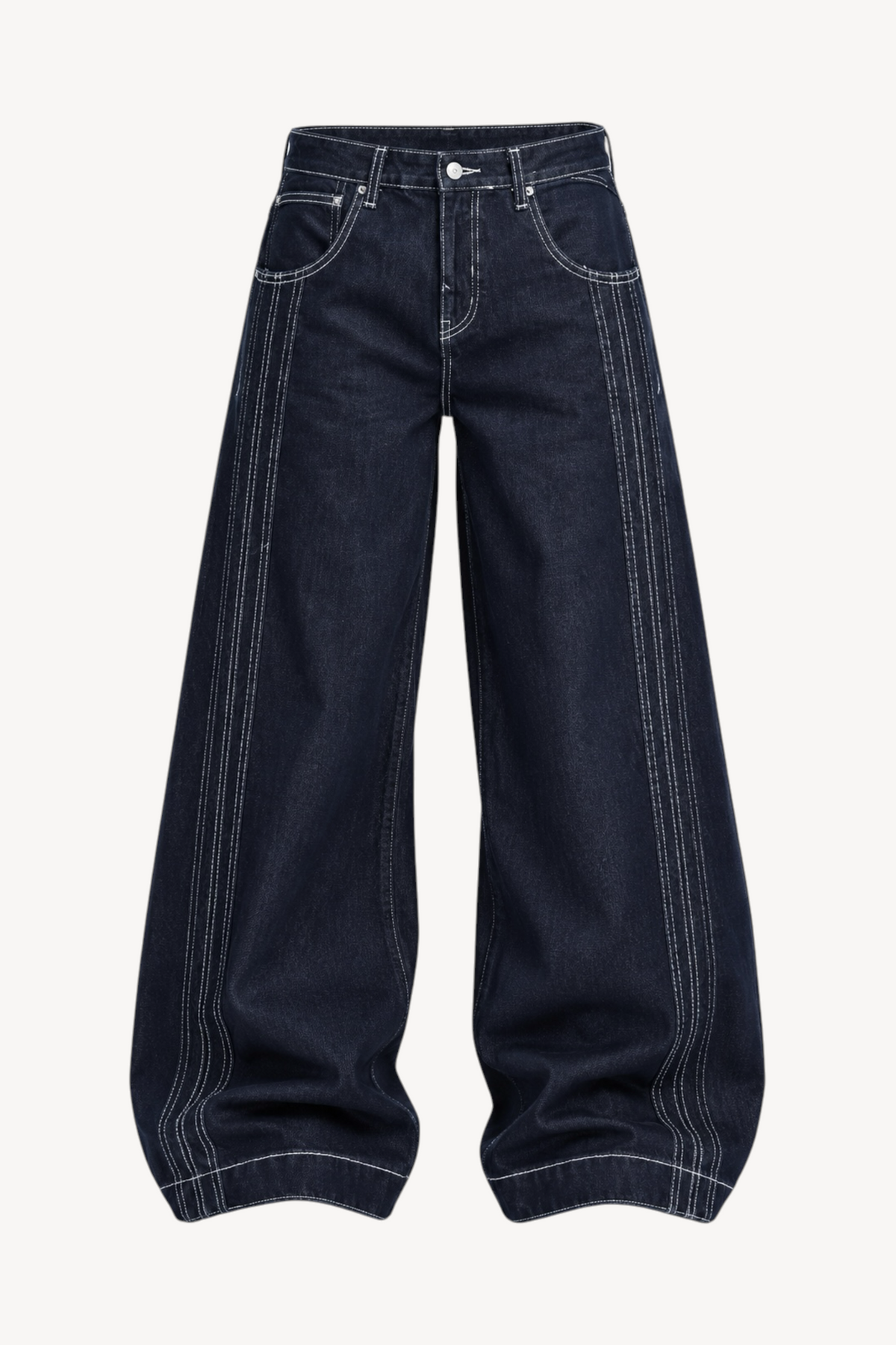 Contrast Stitch Wide Leg Jeans