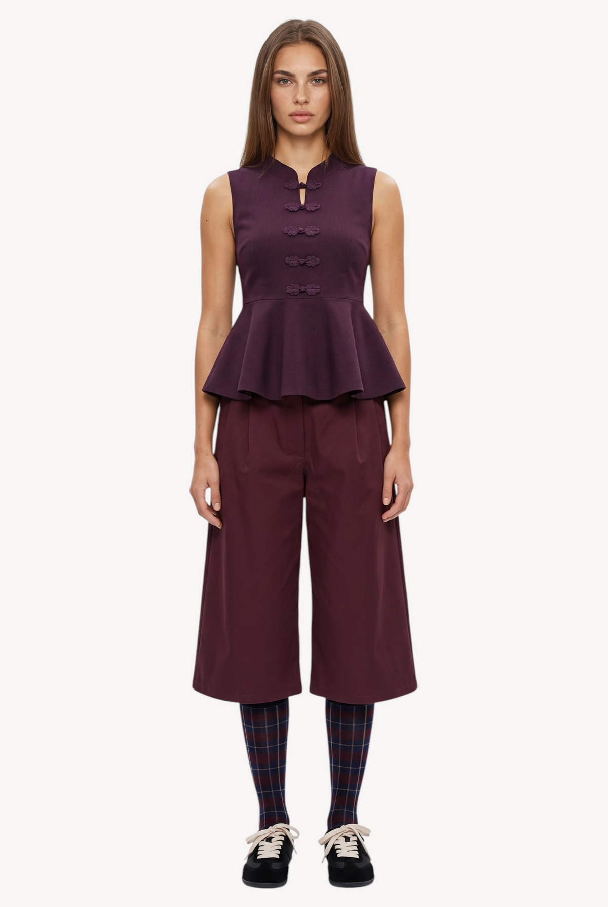 Plum Toggle Peplum Vest