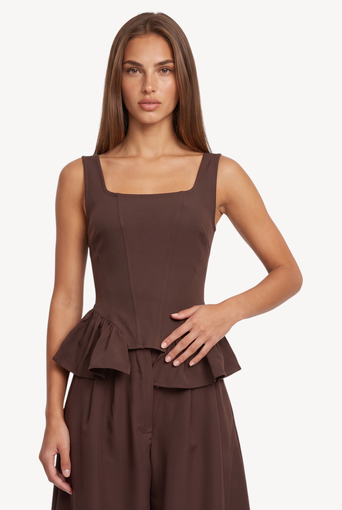 Cocoa Peplum Top