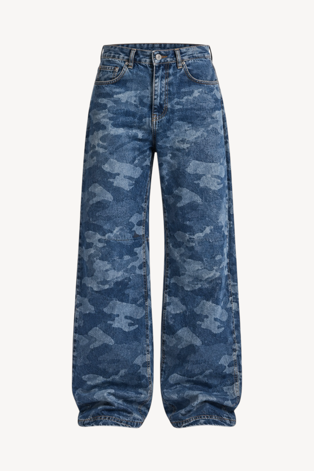 Blue Camo Wide Leg Jeans