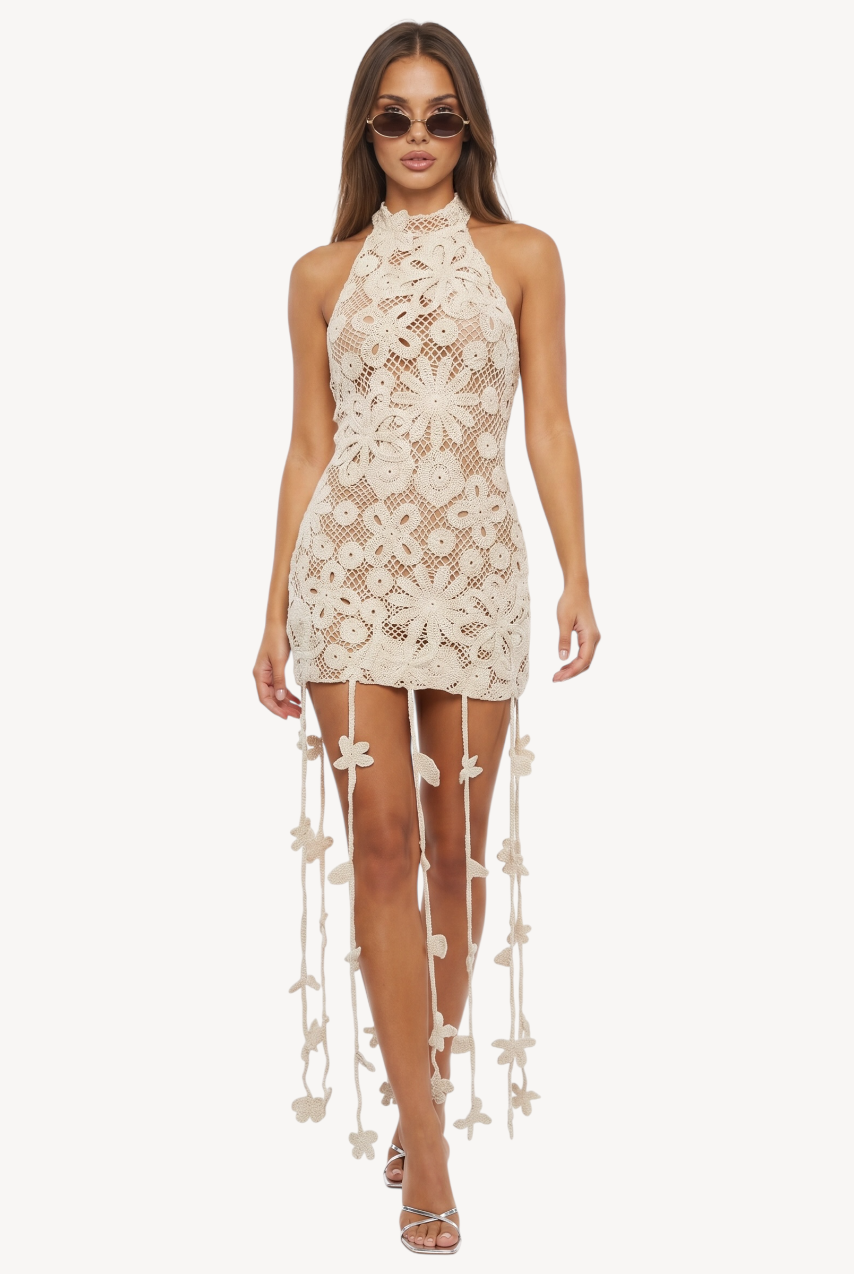 Crochet Floral Mini Dress