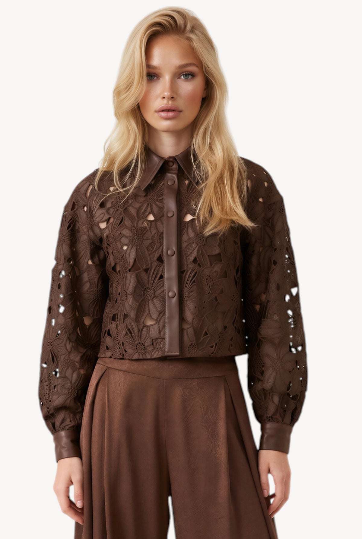 Cocoa Lace Leather Jacket