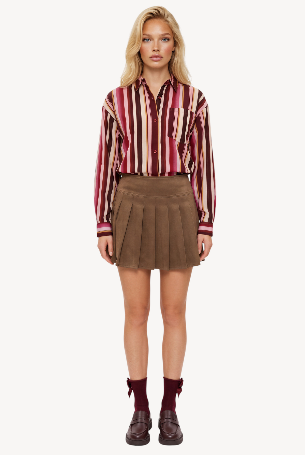 Café Pleats Mini Skirt