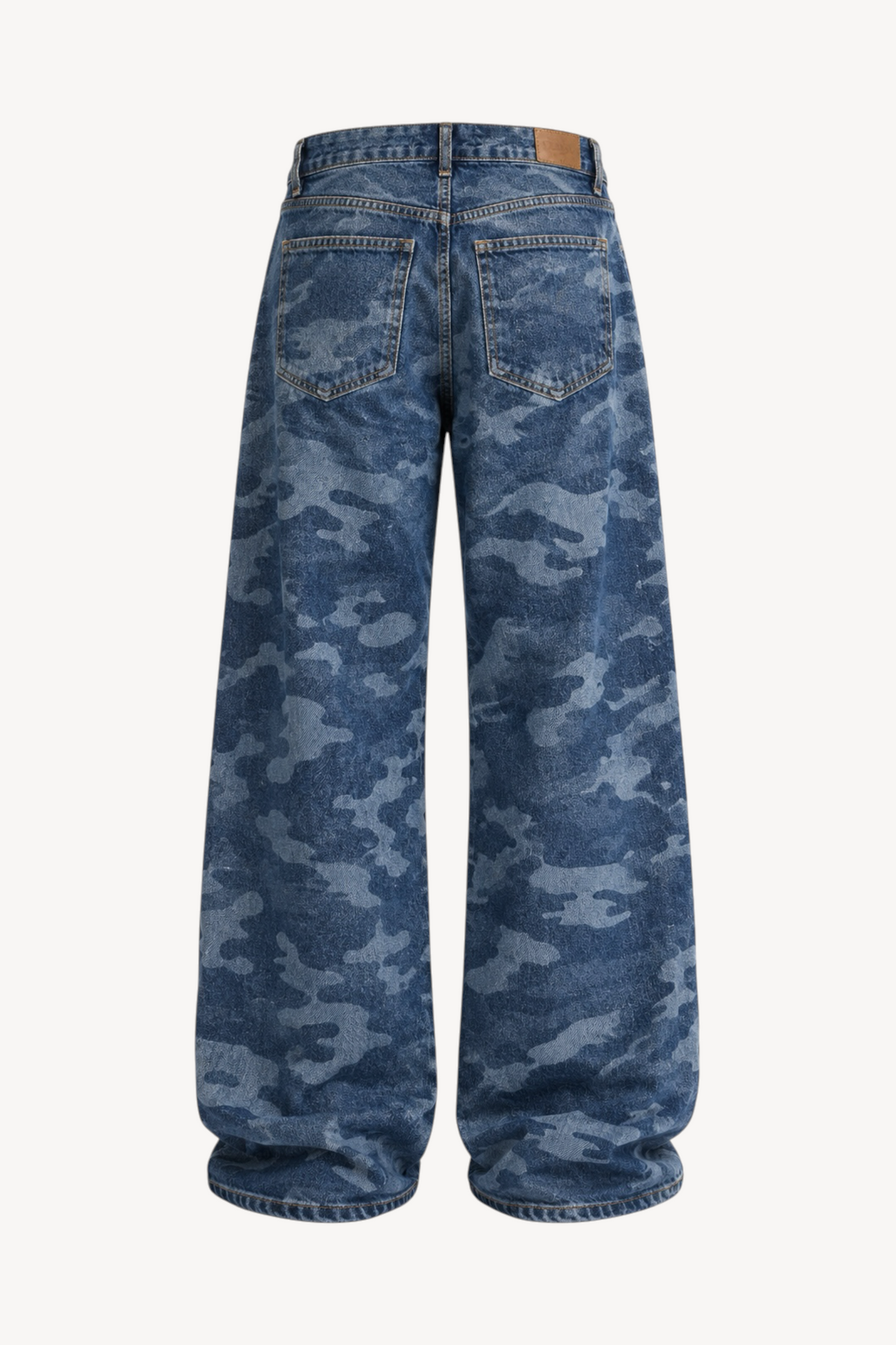 Blue Camo Wide Leg Jeans