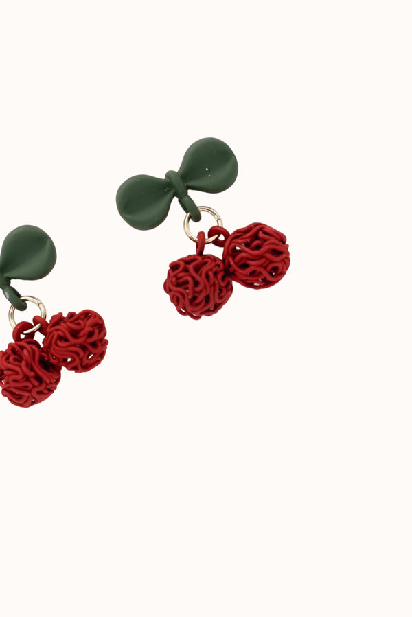 Cherry Earrings - Red