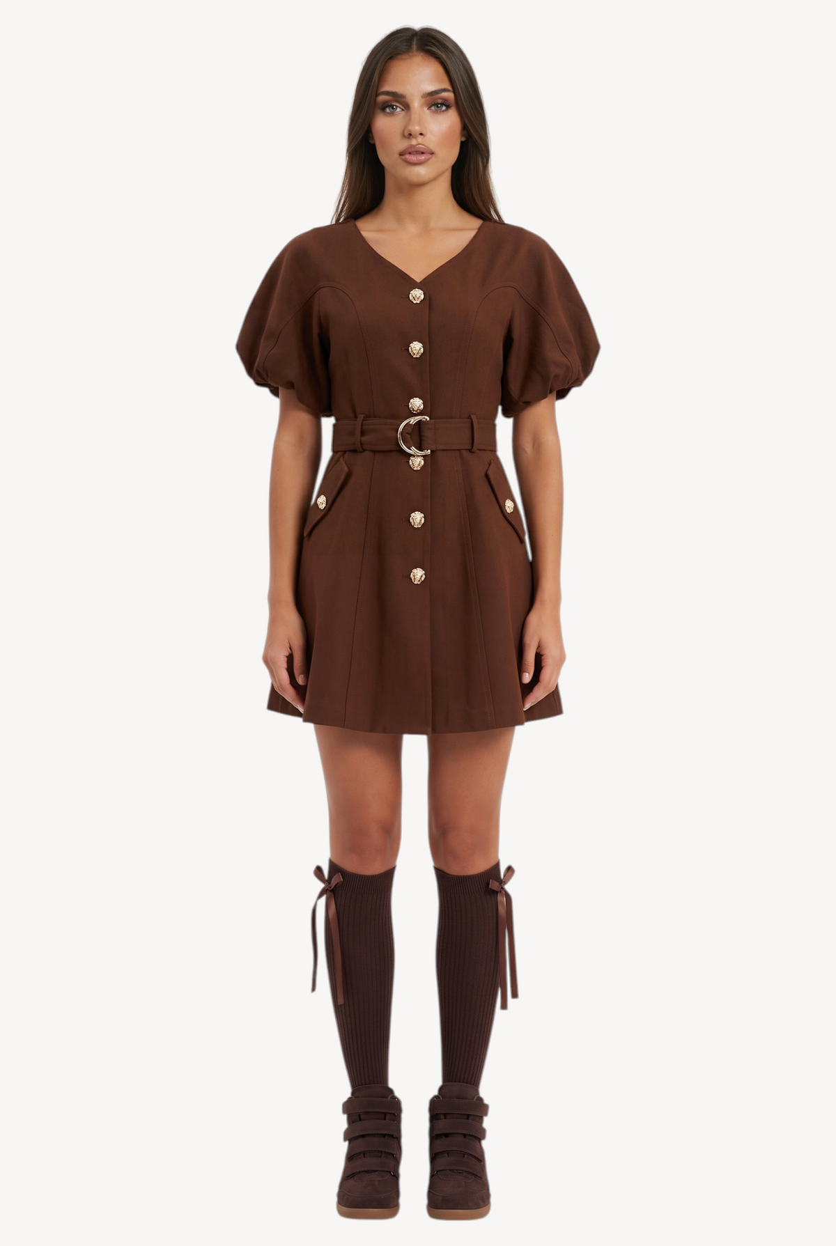 Cocoa Belted Mini Dress