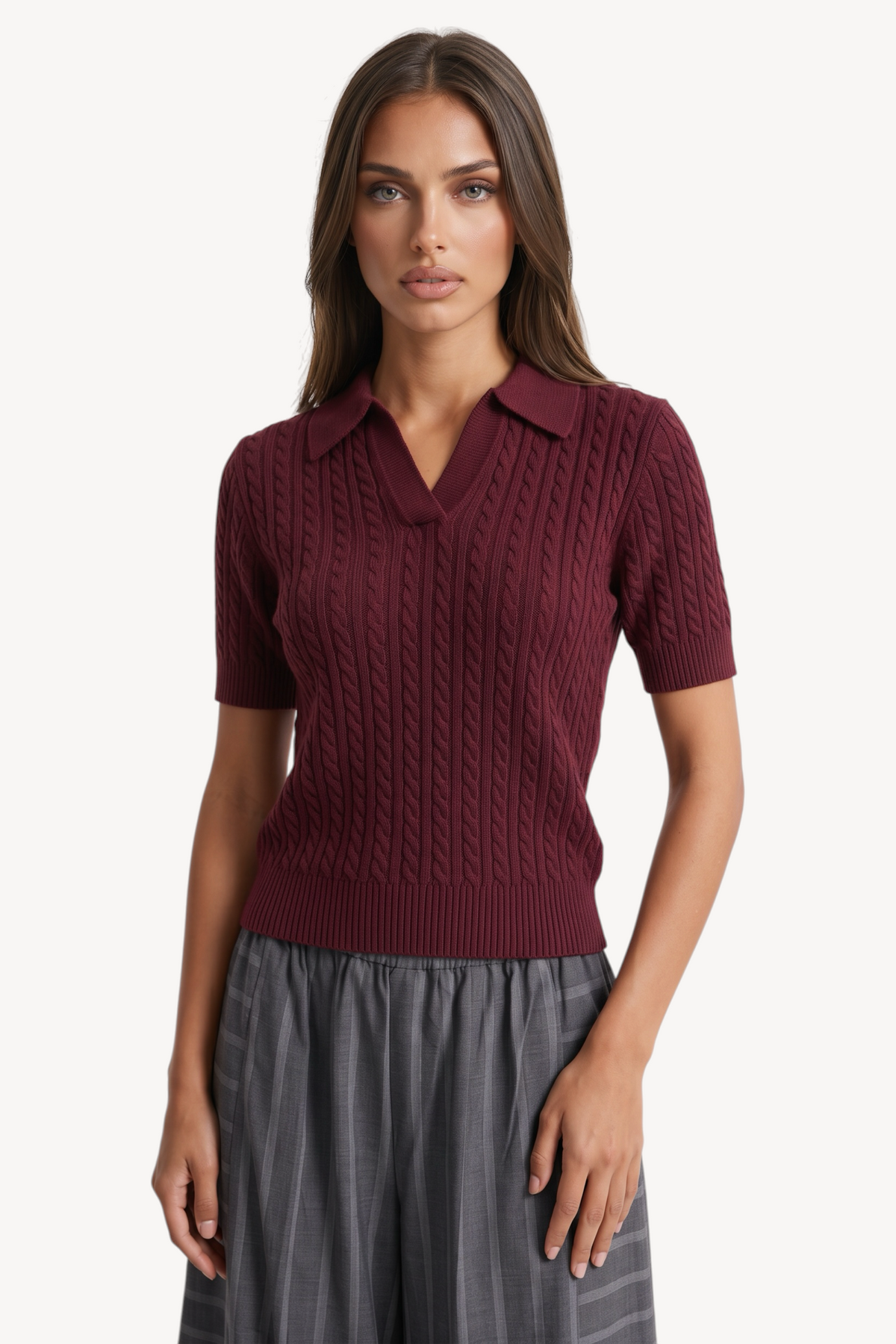 Cable Crush Polo Knit
