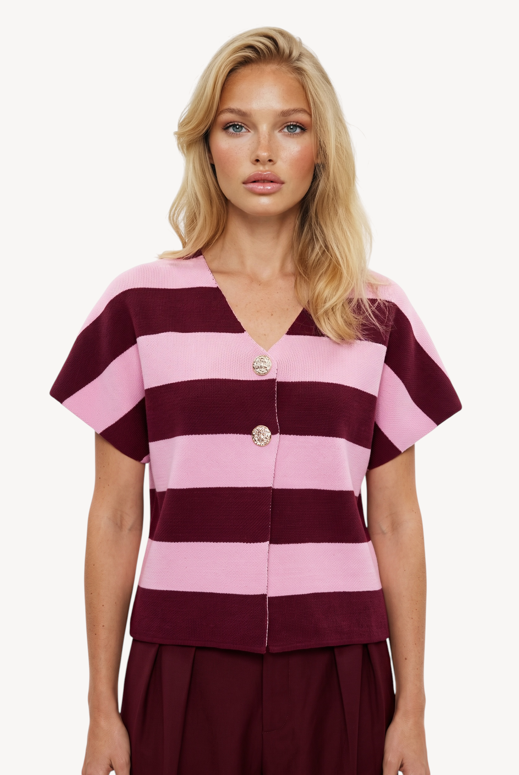 Cherry Stripe Knit Top